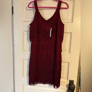Fringe Maroon Dress